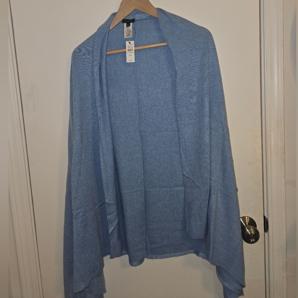 Light Blue Open Front Cardigan